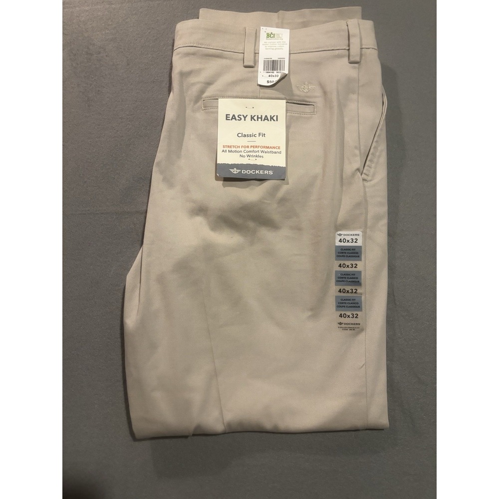 NEW Dockers Pants Men's 40x32 Easy Khaki Classic Fit Stretch Khaki Dress Work